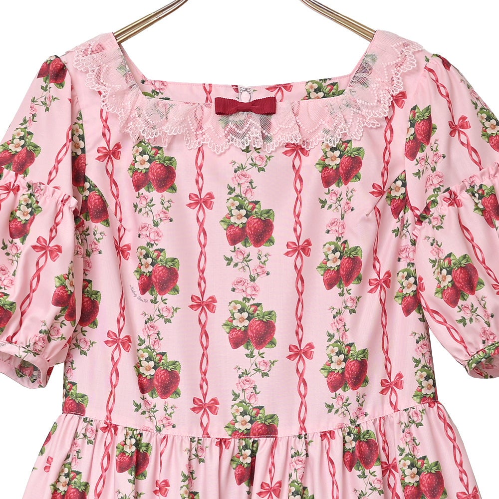 Strawberry Rose Square Neck OP by Melody BasKet