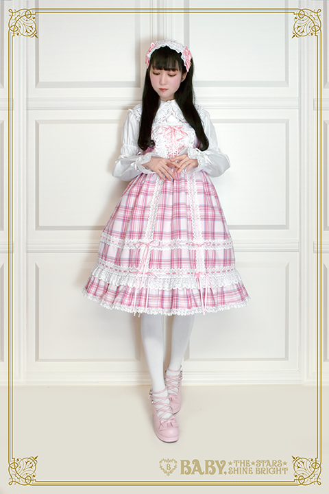 Original Tartan Check Babydoll JSK and Princess Drop Headdress Set
