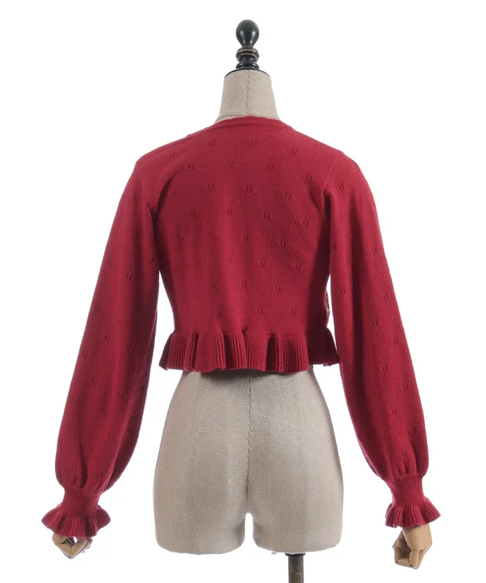 Chalmiere シャルミエール いちご刺繍ニットボレロ 赤 Chalmiere ~ Strawberry Embroidery Knit Bolero by Axes Femme