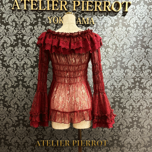 Shirring Princess Sleeve Blouse-Lace by Atelier Pierrot