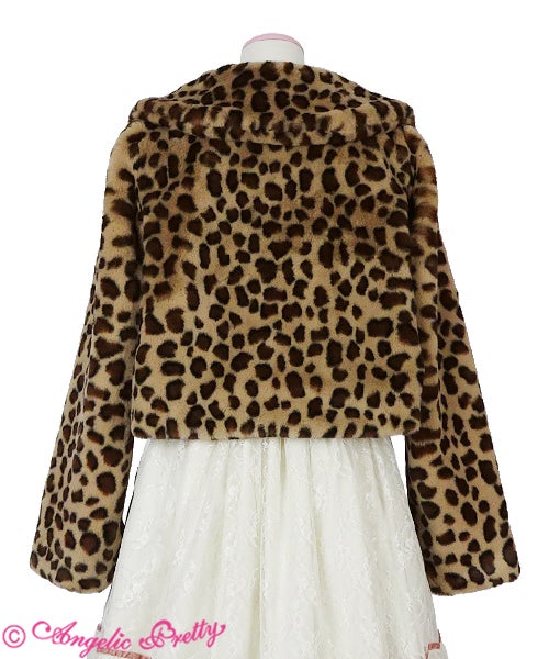 Lady Leopard Fur Short Coat by Angelic Pretty