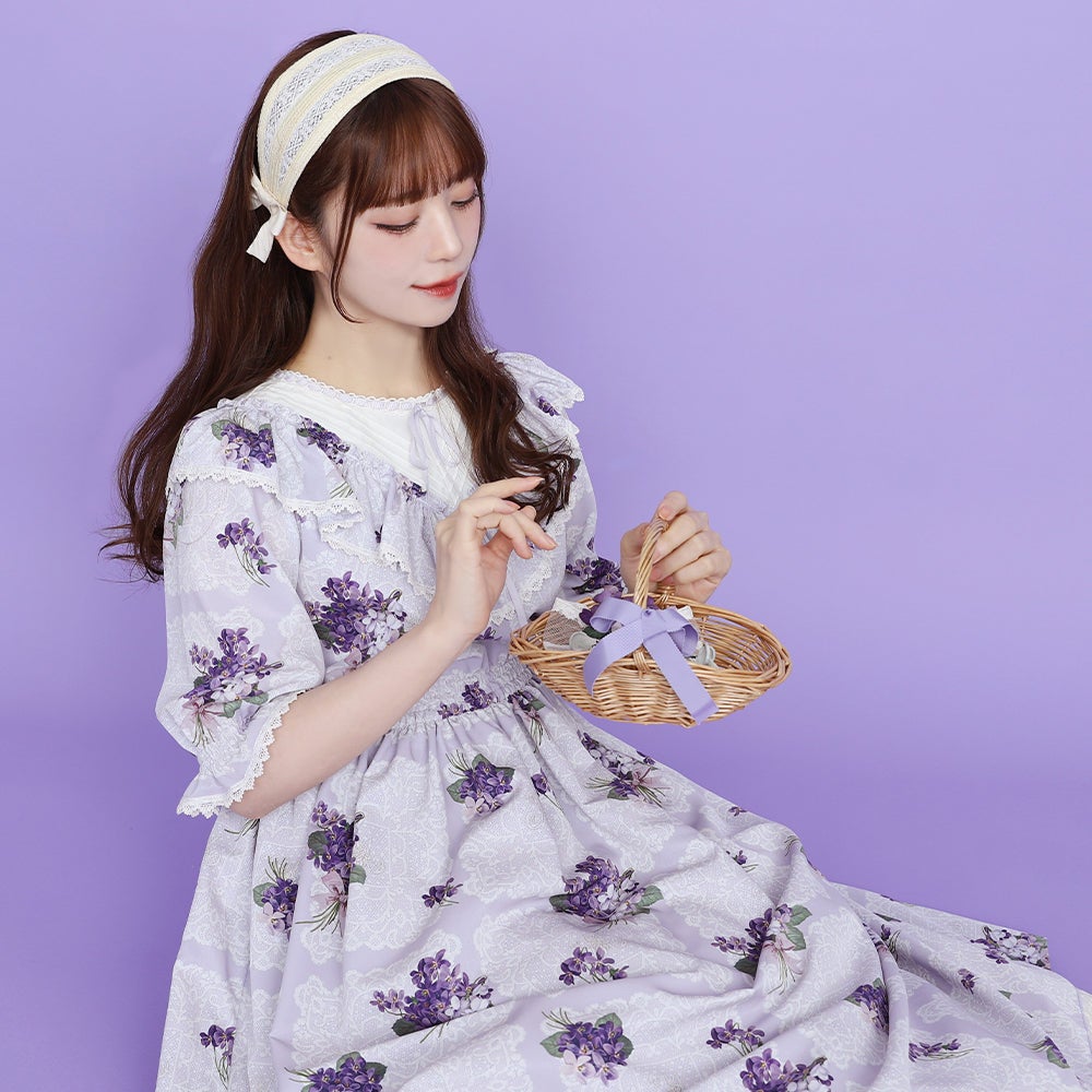 Violet Lace Yoke Switching OP (2025) by Melody BasKet