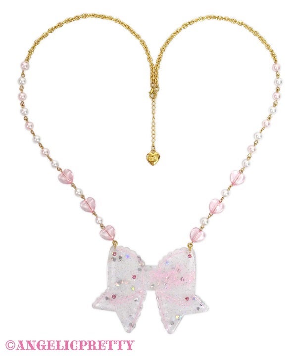 Angelic Pretty ピンクリボンネックレス Glitter Ribbon Necklace (2023 2nd Release) by Angelic Pretty