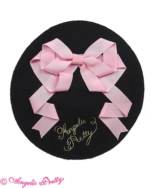 エムミーエメEtoile ribbon beret ブラック Sweetie Ribbon Beret by Angelic Pretty