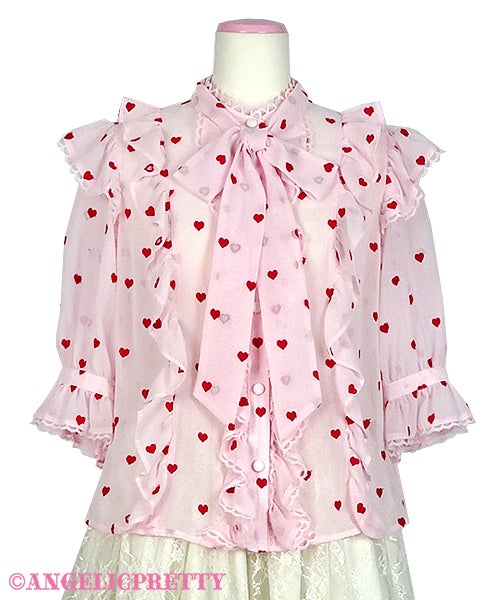 Angelic Pretty 半袖ブラウス ハートシースルー Angelic Pretty 半袖