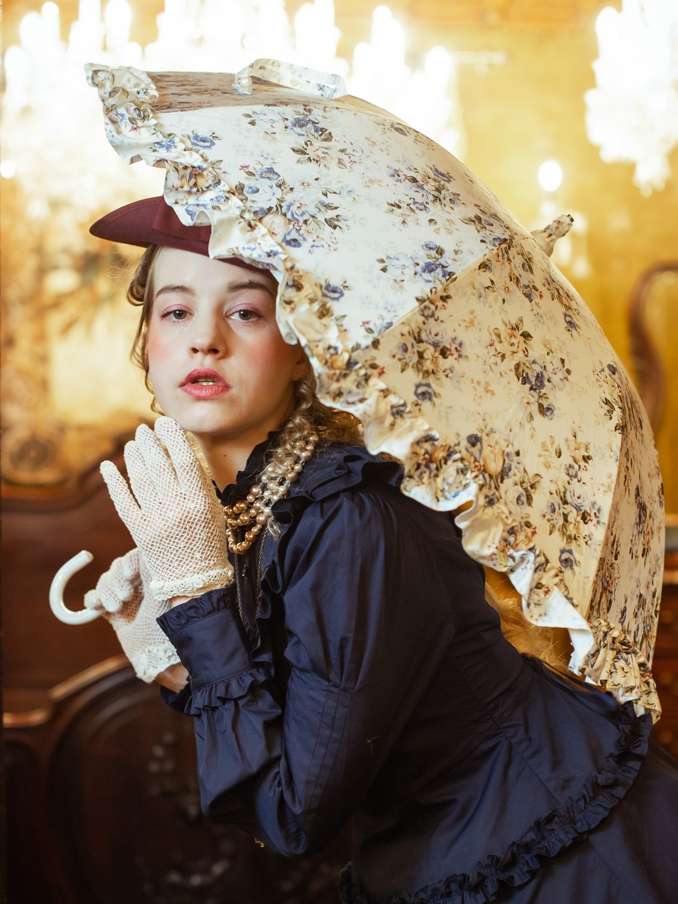 Rococo Bouquet Frill Parosol by Victorian Maiden