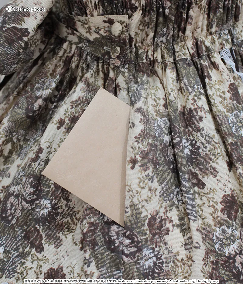 Gobelin Bouquet Shirring Tiered Medium Length JSK by Metamorphose
