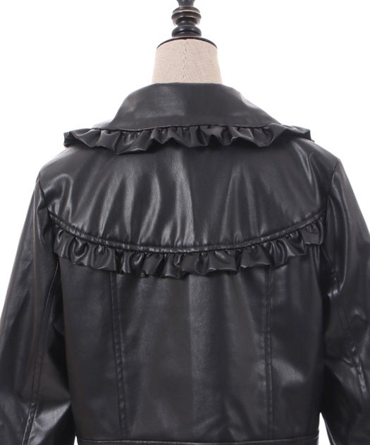 Kawaii - Frill Faux Leather Rider Jacket by Axes Femme