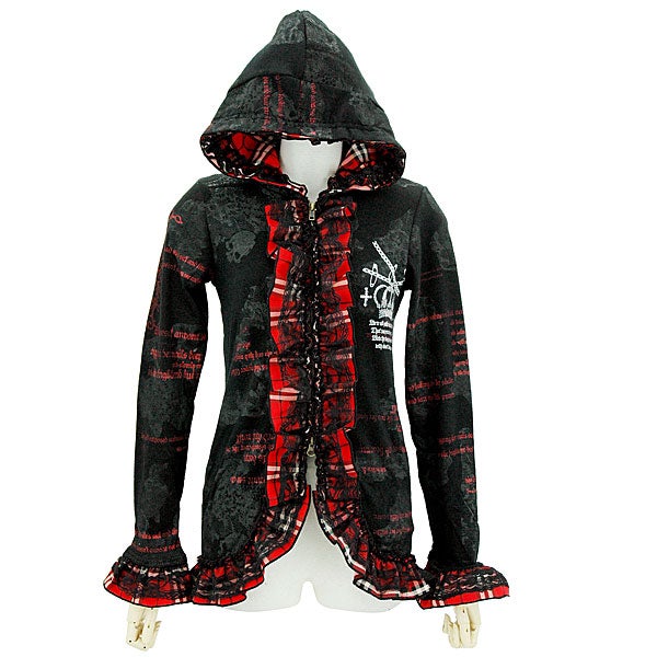 【希少美品】00s h.NAOTO FRILL ジャケット ストライプ y2k H.Jelly ~ Checkered Frill Lightweight Knit Zip-Up Parka by h.NAOTO