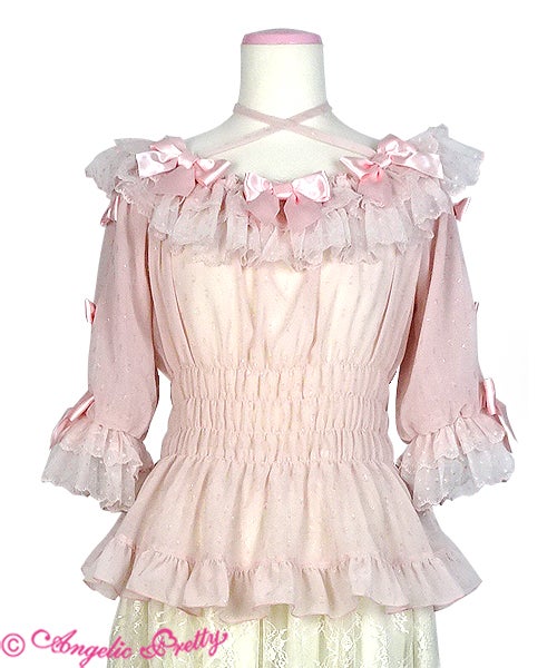Twinkle Dot Shirring Blouse by Angelic Pretty