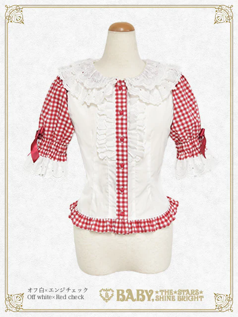 Love's Strawberry Afternoon Tea Gingham Blouse by Baby, the Stars