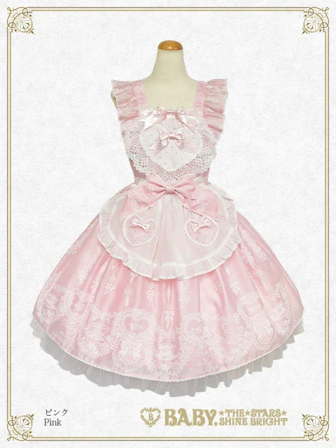 rose tea garden JSK ピンク Sugar Rose Tea Time Printed Apron JSK by Baby, the Stars Shine Bright