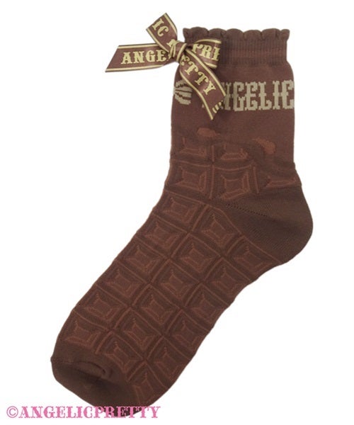 Melty Chocolate Crew Length Socks (2024) by Angelic Pretty