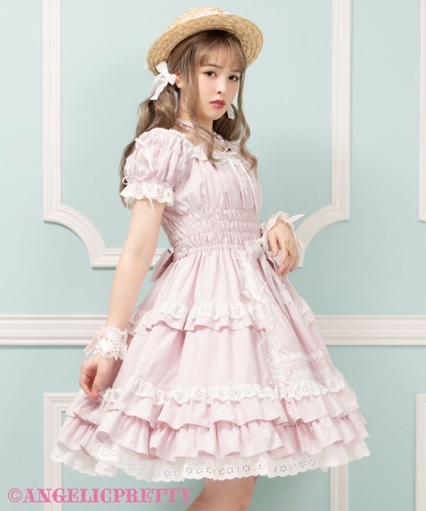 Flower Lace Frill Shirring OP by Angelic Pretty