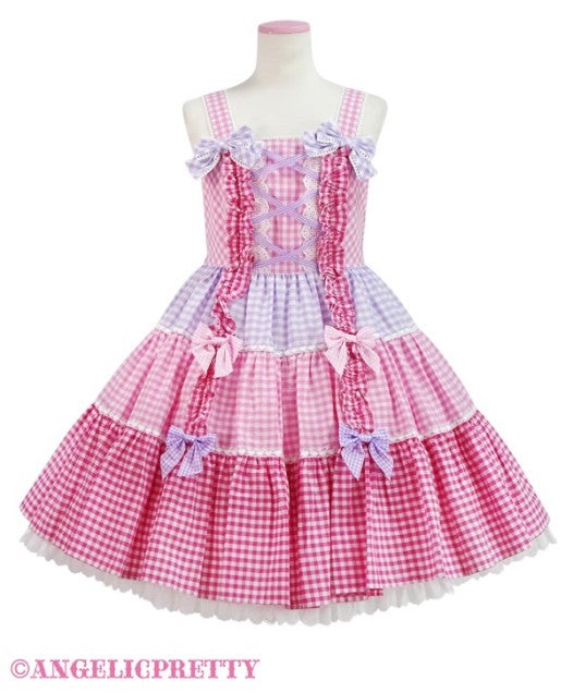 ギンガム配色肩リボンJSK Gingham Color Scheme Shoulder Ribbon JSK (2024) by Angelic Pretty