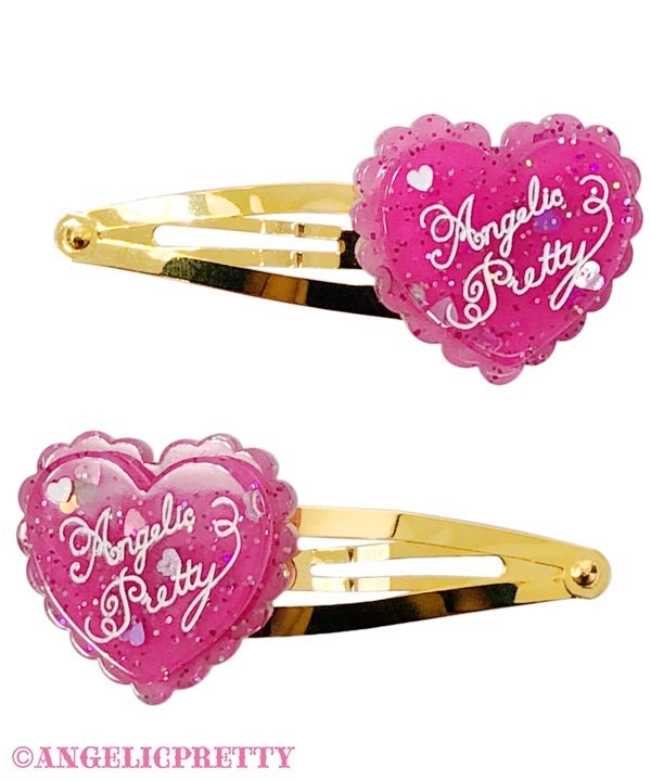 本日発送 新品未使用 DreamyぷくぷくHeartクリップSet 濃いピンク Dream Heart Hairpin Set by Angelic Pretty