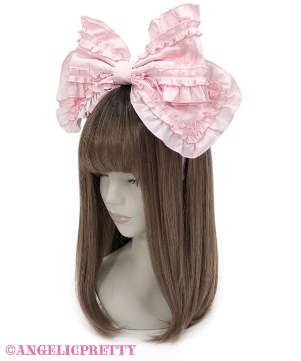 Angelic pretty ロゴ刺繍フリルリボンカチューシャ　アイボリー Logo Embroidery Frill Ribbon Head Bow (2024) by Angelic Pretty