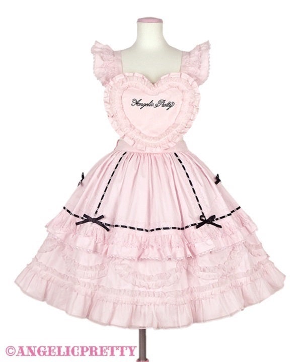 Heart Bib Skirt (Plain) (2025) by Angelic Pretty