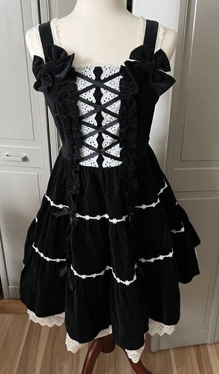 Velveteen Shoulder Ribbon JSK (2002) by Angelic Pretty
