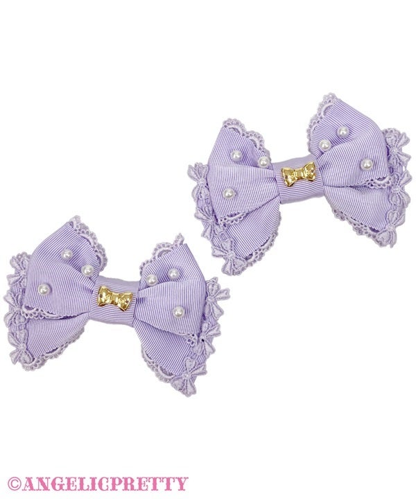 Dolce Pearl Ribbon Clip Set (2024) by Angelic Pretty