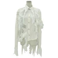 Dark Red Rum ~ Gauze Ruffle Blouse by h.NAOTO