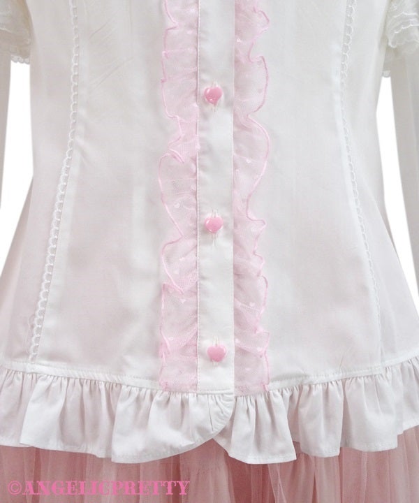 Frill Heart Detachable Sleeves Blouse (2024) by Angelic Pretty