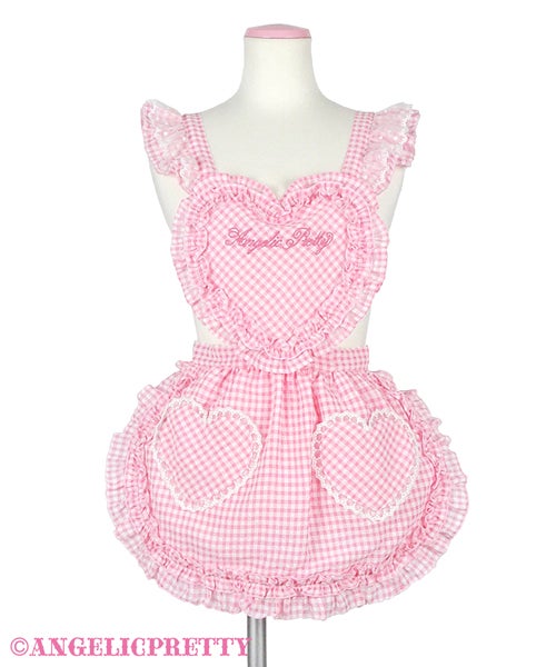 Heart Gingham Frill Apron (2022) by Angelic Pretty