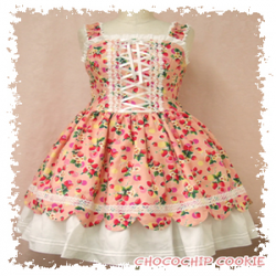 Chocochip Cookie ~ Strawberry Polka-dot Scallop JSK by Chocochip