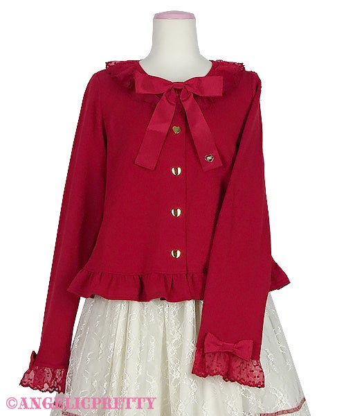 Lace Heart Charm Ribbon Cutsew Cardigan by Angelic Pretty