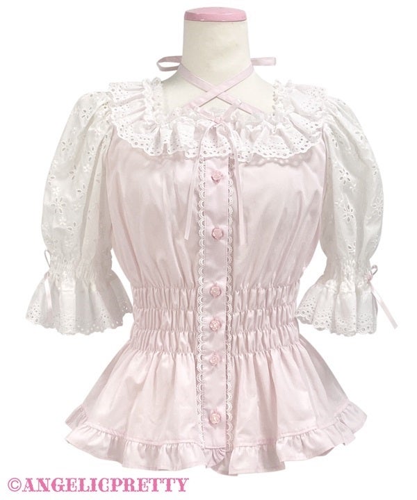 Flower Lace Shirring Blouse by Angelic Pretty